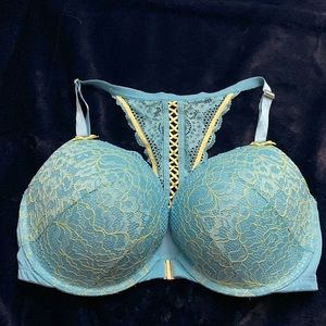 Light blue with yellow detail front closure Lane Bryant 38DDD